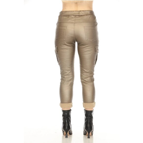 Gold Metalica stretchable made in Italy Pant - Picture 3 of 3